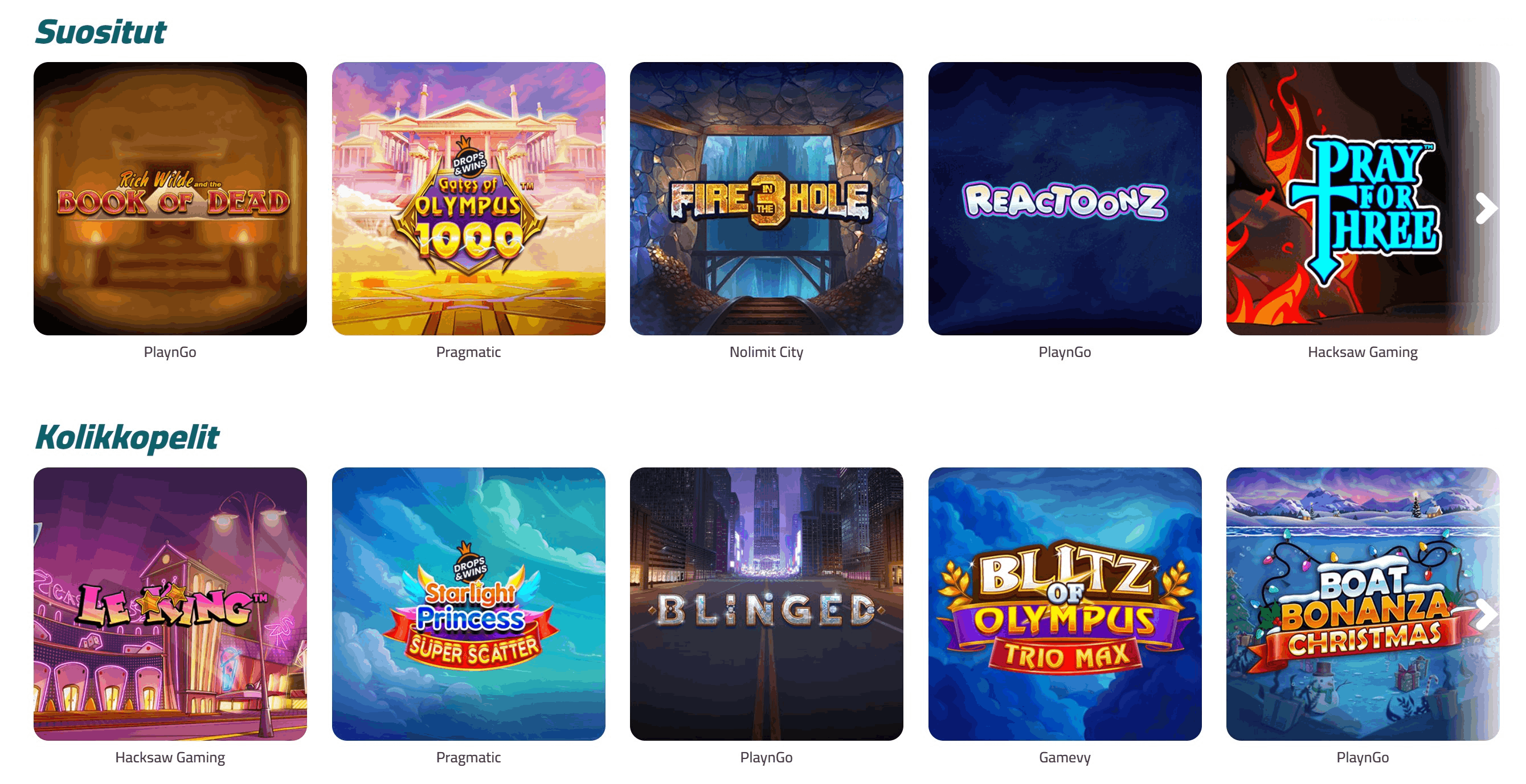 Teho Kasino suosituimmat pelit